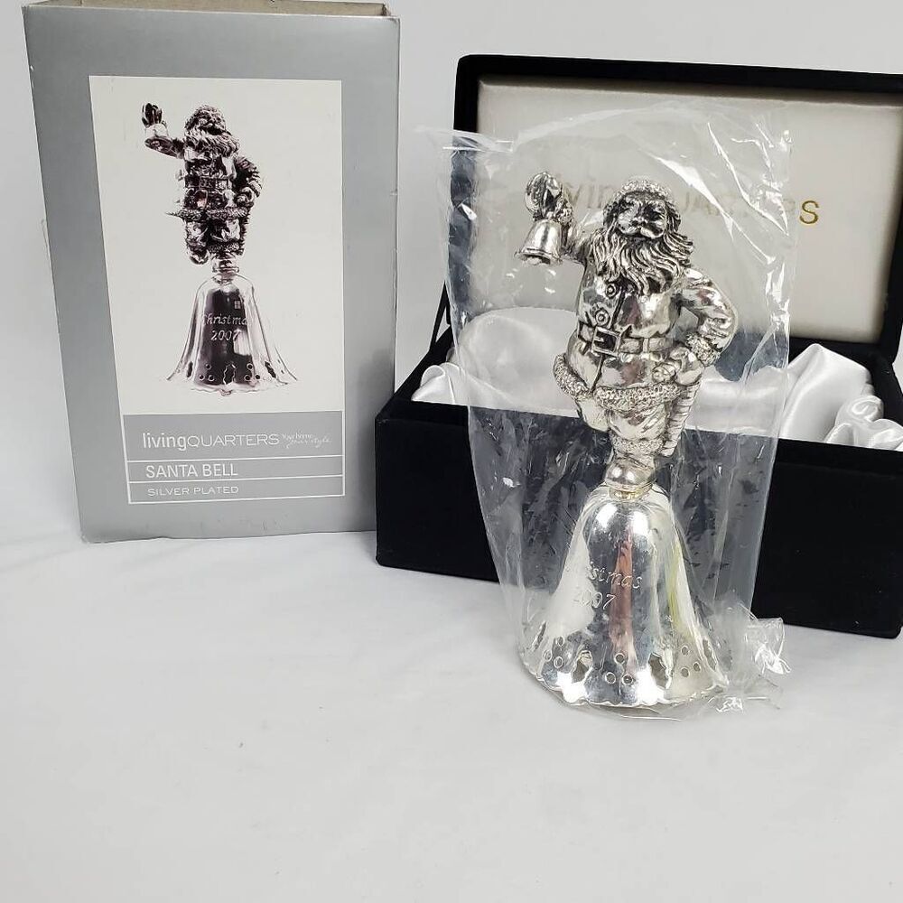 LivingQuarters Santa Bell Silver Plated 2007 with Box